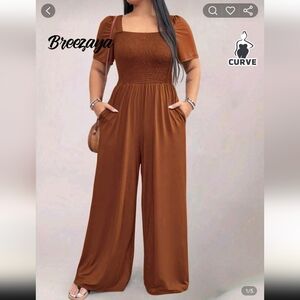 Women's Brown Wide-Leg Jumpsuit